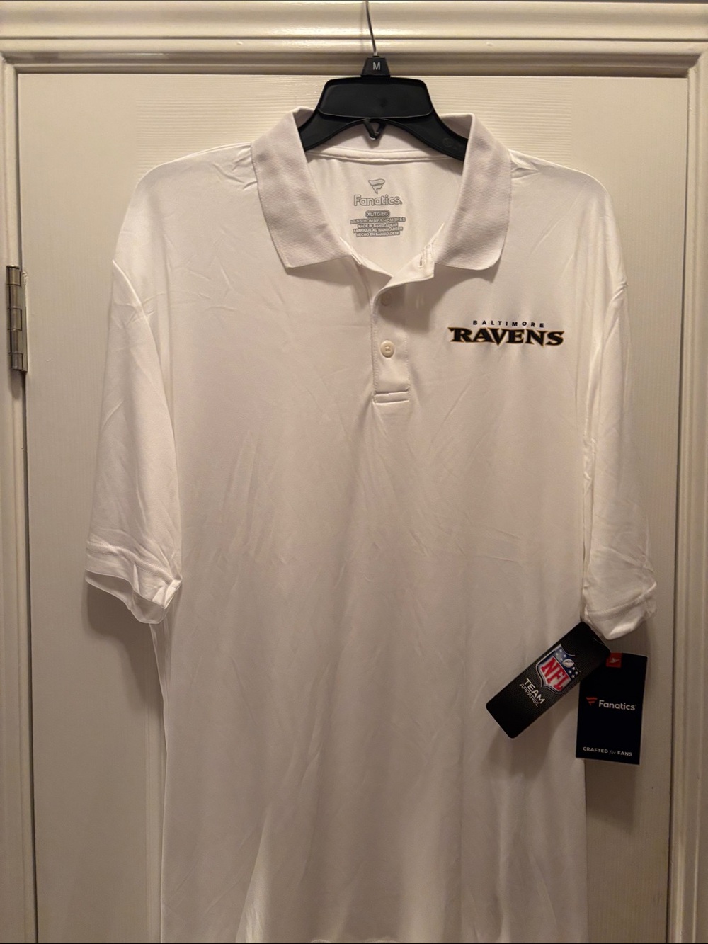 NWT Fanatics White Baltimore Ravens Polo Shirt